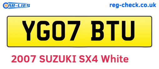 YG07BTU are the vehicle registration plates.