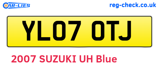 YL07OTJ are the vehicle registration plates.