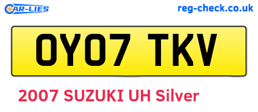 OY07TKV are the vehicle registration plates.