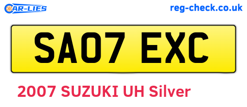 SA07EXC are the vehicle registration plates.