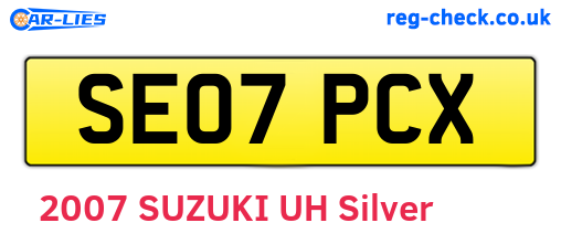 SE07PCX are the vehicle registration plates.