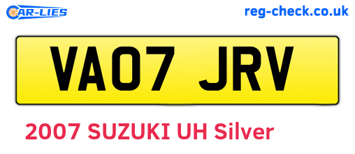 VA07JRV are the vehicle registration plates.