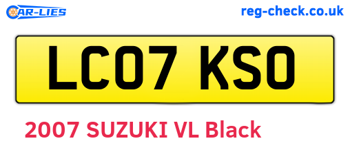 LC07KSO are the vehicle registration plates.