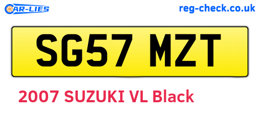 SG57MZT are the vehicle registration plates.