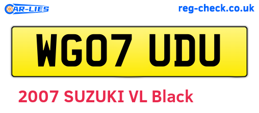 WG07UDU are the vehicle registration plates.