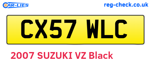 CX57WLC are the vehicle registration plates.