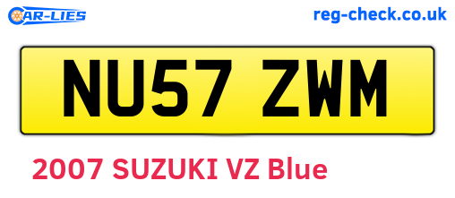 NU57ZWM are the vehicle registration plates.