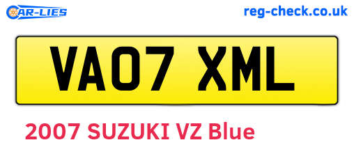 VA07XML are the vehicle registration plates.
