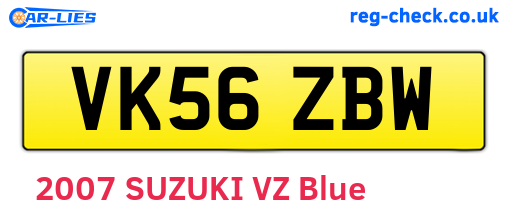 VK56ZBW are the vehicle registration plates.