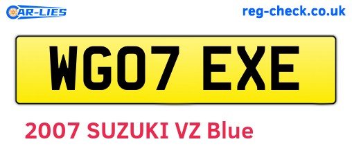 WG07EXE are the vehicle registration plates.
