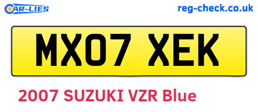 MX07XEK are the vehicle registration plates.