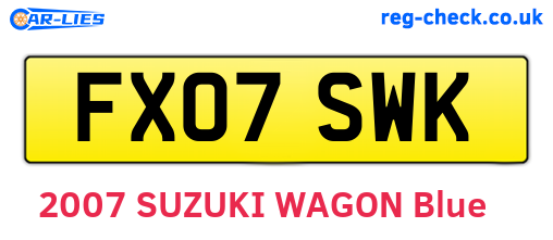 FX07SWK are the vehicle registration plates.