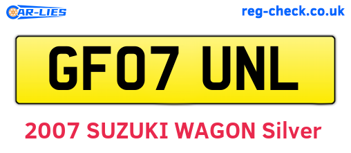 GF07UNL are the vehicle registration plates.