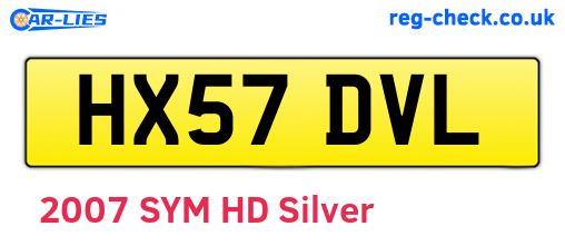 HX57DVL are the vehicle registration plates.