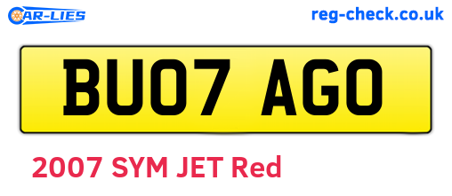 BU07AGO are the vehicle registration plates.