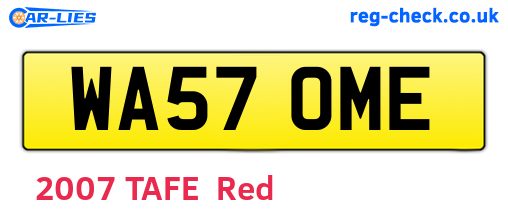 WA57OME are the vehicle registration plates.