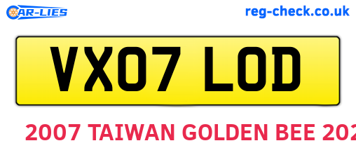 VX07LOD are the vehicle registration plates.