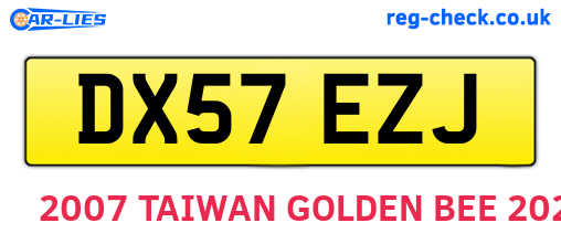 DX57EZJ are the vehicle registration plates.