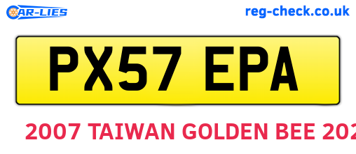 PX57EPA are the vehicle registration plates.