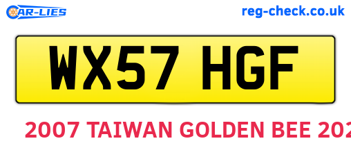 WX57HGF are the vehicle registration plates.