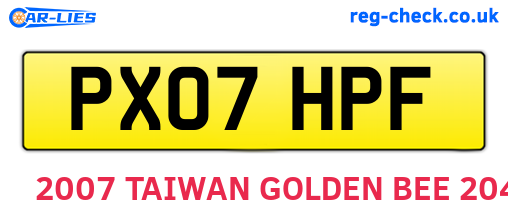 PX07HPF are the vehicle registration plates.