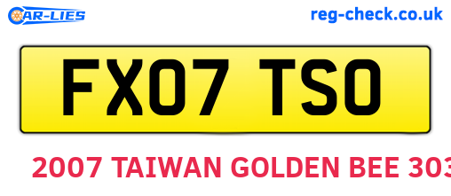 FX07TSO are the vehicle registration plates.