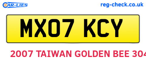 MX07KCY are the vehicle registration plates.