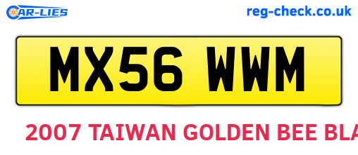 MX56WWM are the vehicle registration plates.
