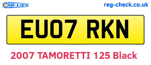 EU07RKN are the vehicle registration plates.