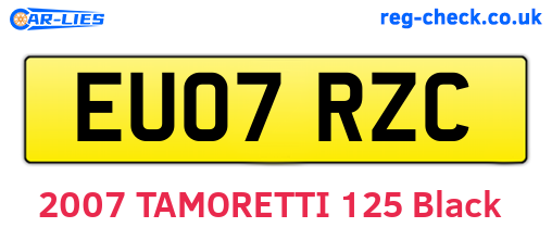 EU07RZC are the vehicle registration plates.