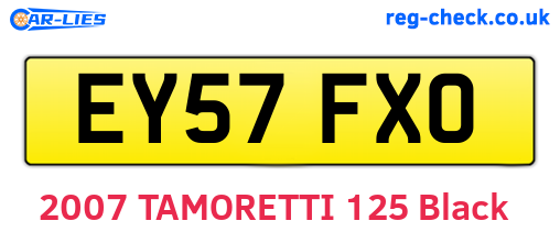 EY57FXO are the vehicle registration plates.