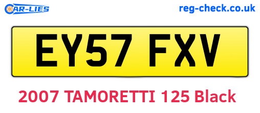 EY57FXV are the vehicle registration plates.