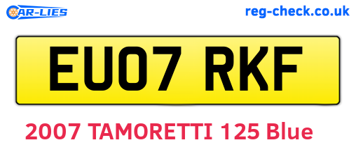 EU07RKF are the vehicle registration plates.