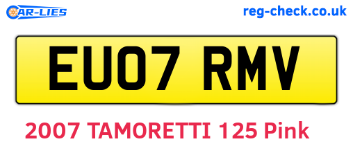EU07RMV are the vehicle registration plates.