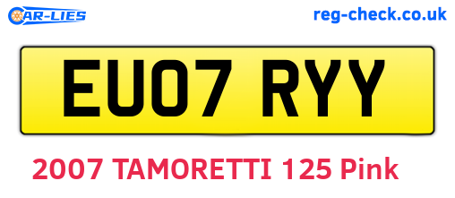 EU07RYY are the vehicle registration plates.