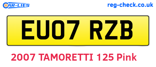 EU07RZB are the vehicle registration plates.