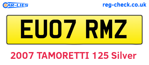 EU07RMZ are the vehicle registration plates.
