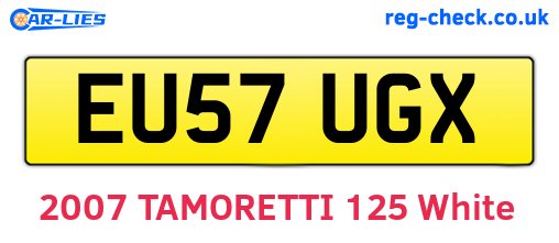 EU57UGX are the vehicle registration plates.