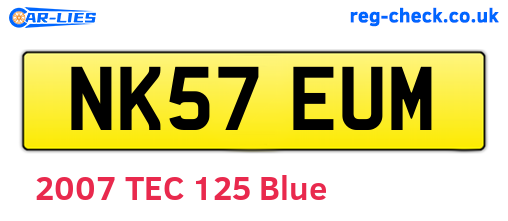 NK57EUM are the vehicle registration plates.