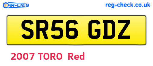 SR56GDZ are the vehicle registration plates.