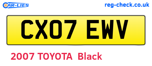 CX07EWV are the vehicle registration plates.