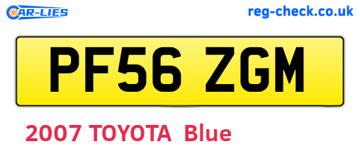 PF56ZGM are the vehicle registration plates.