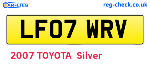 LF07WRV are the vehicle registration plates.