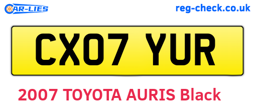 CX07YUR are the vehicle registration plates.