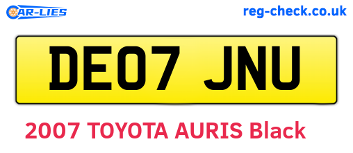 DE07JNU are the vehicle registration plates.