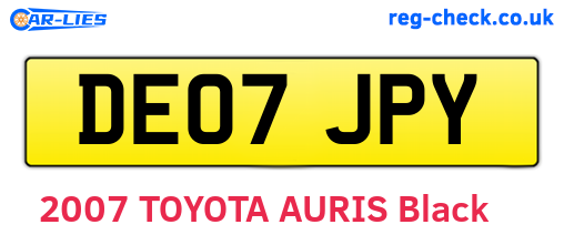 DE07JPY are the vehicle registration plates.
