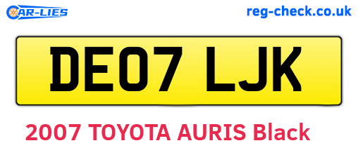 DE07LJK are the vehicle registration plates.