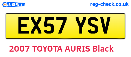 EX57YSV are the vehicle registration plates.