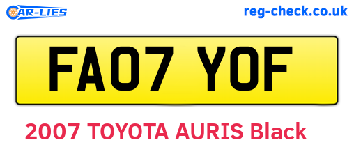 FA07YOF are the vehicle registration plates.