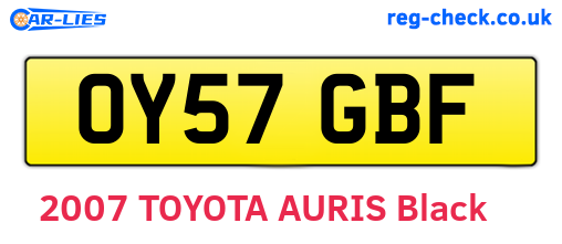 OY57GBF are the vehicle registration plates.